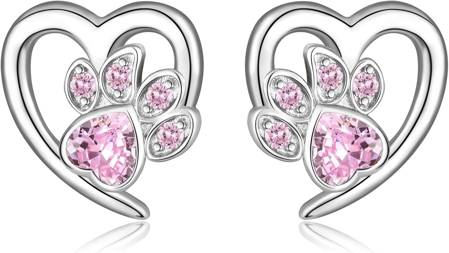 Pendientes con huellas de pata y corazón – Joyería para amantes de las mascotas