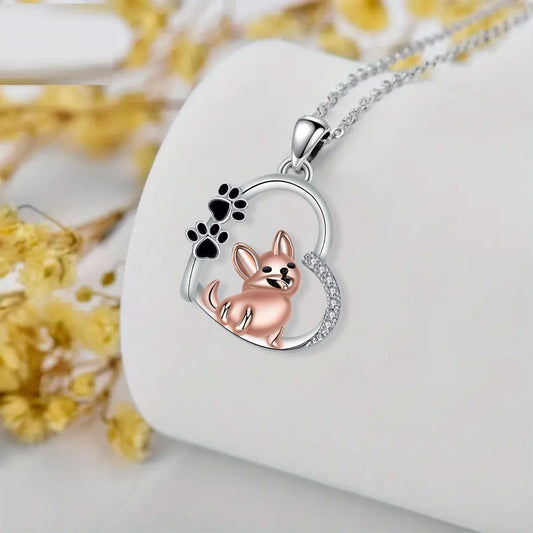 Collar de perro Amistoso de Corazón en Oro Rosa