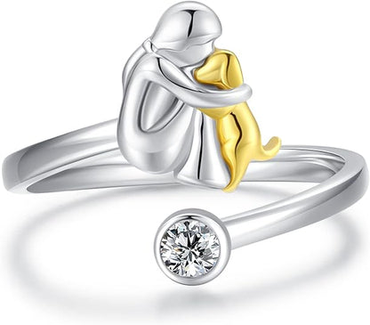 Anillo ajustable para perro hecho de plata – Anillo artesanal para mujeres