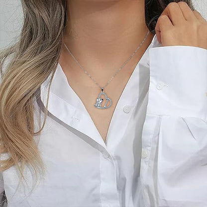 Collar de plata con colgante de corazón 'Compañero leal'