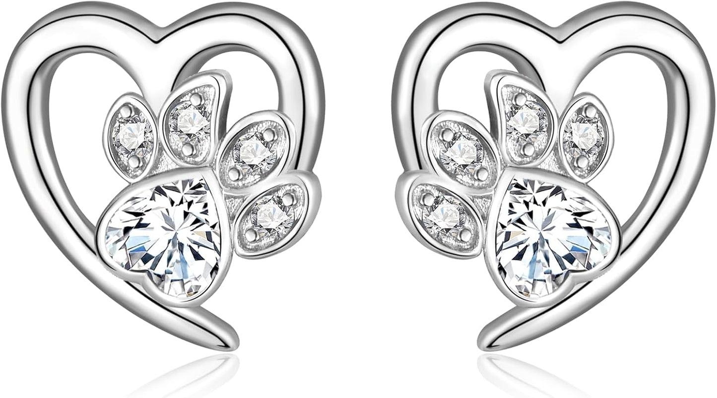 Pendientes con huellas de pata y corazón – Joyería para amantes de las mascotas