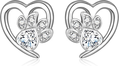 Pendientes con huellas de pata y corazón – Joyería para amantes de las mascotas