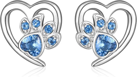 Pendientes con huellas de pata y corazón – Joyería para amantes de las mascotas