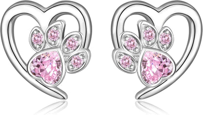 Pendientes con huellas de pata y corazón – Joyería para amantes de las mascotas