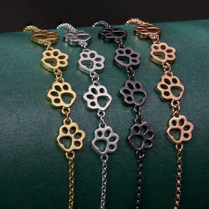 Pulsera ajustable de plata de ley con huella de pata de perro