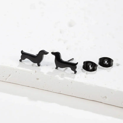 Aros de perro teckel – Pendientes minimalistas de metal