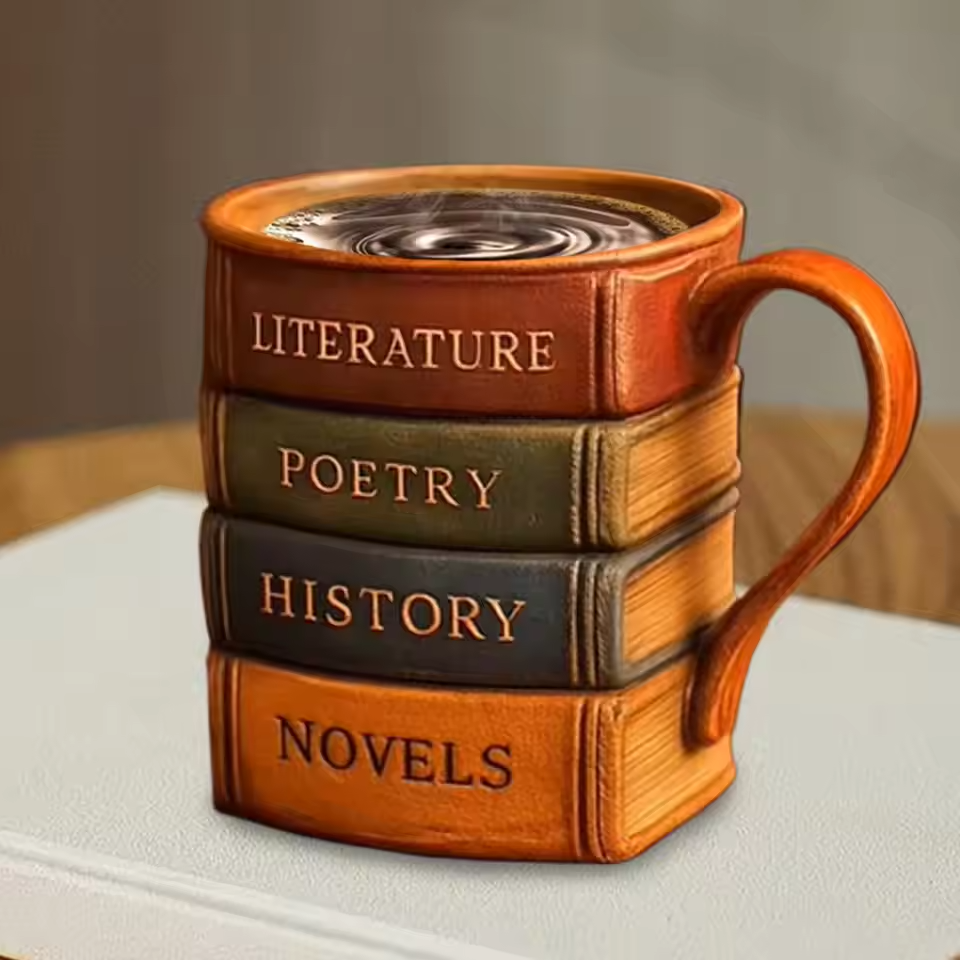 Amante de los Libros – Taza de café 3D hecha a mano
