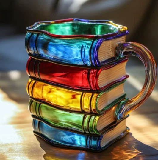 Taza de Libro Colorida Hecha a Mano